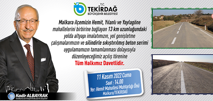 HEMİT, YILANLI VE YAYLAGÖNE MAHALLELERİ BAĞLANTI YOLU DÜZENLENEN TÖRENLE HİZMETE AÇILIYOR