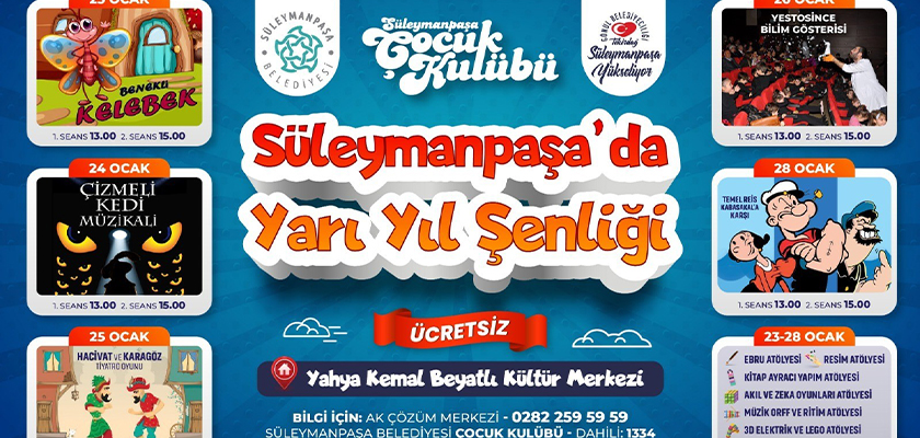 Süleymanpaşa Belediyesinden çocuklara Yarıyıl Şenliği