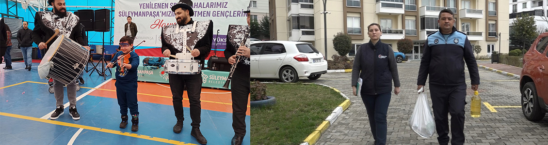 Süleymanpaşa Belediyesi depremzede çocuklara moral etkinliği ve ailelerine erzak yardımı yaptı