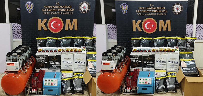 Tekirdağ’ın Çerkezköy ilçesinde kaçak tütün operasyonu