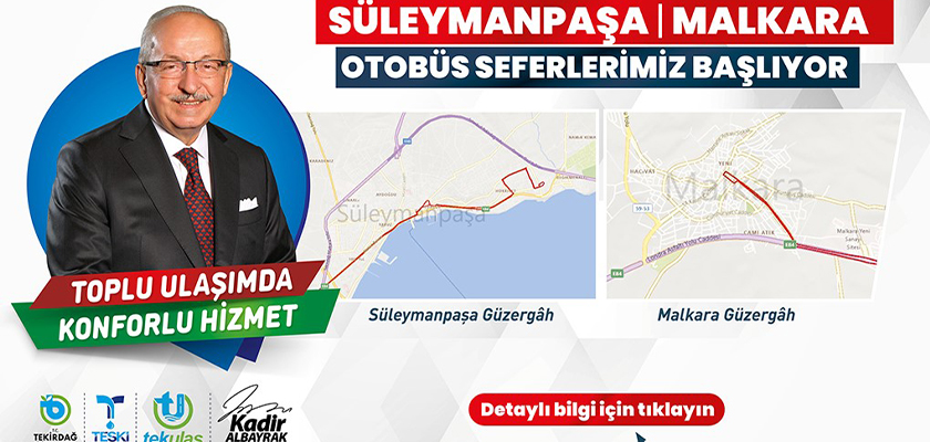 SÜLEYMANPAŞA-MALKARA ARASI OTOBÜS SEFERLERİ BAŞLIYOR