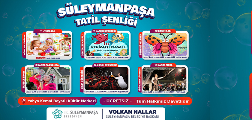 Süleymanpaşa Belediyesinden Çocuklara Ara Tatil Müjdesi